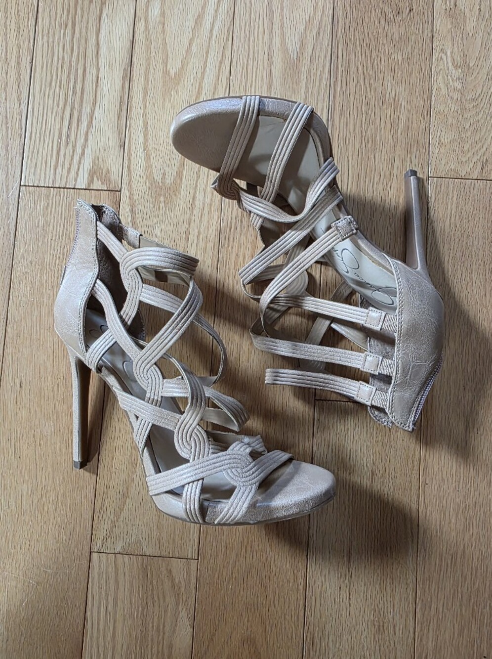 Jessica Simpson Strappy Beige High Heel Sandals